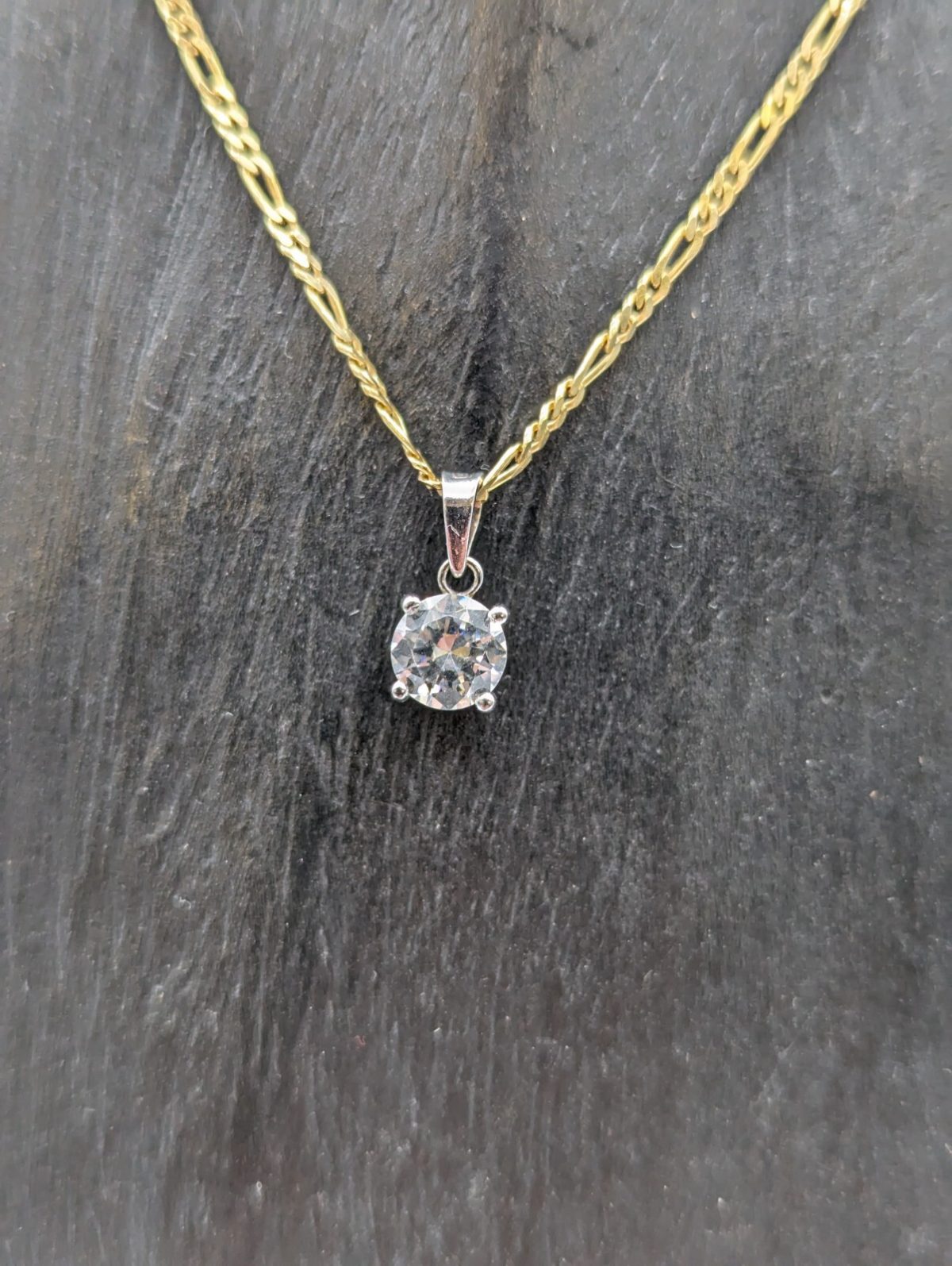 Zirkon Anhänger 585/14K 0,90Gramm Weißgold Edelstein #92