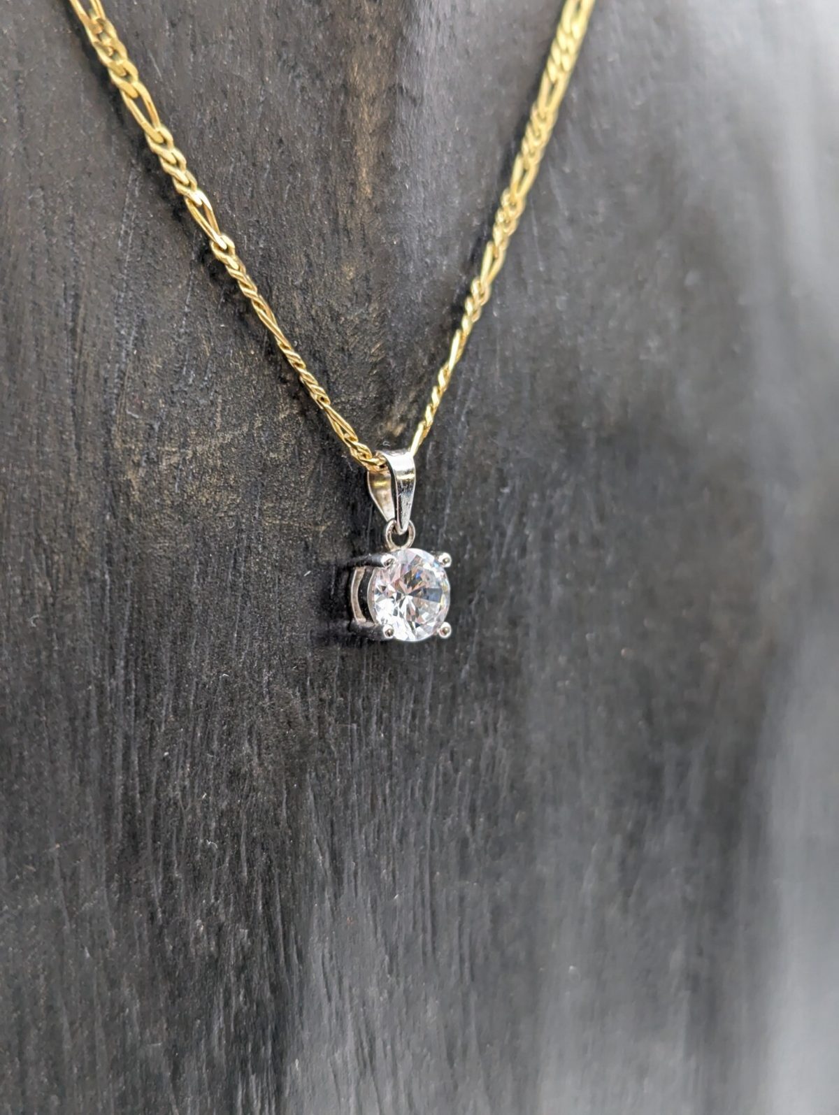 Zirkon Anhänger 585/14K 0,90Gramm Weißgold Edelstein #92