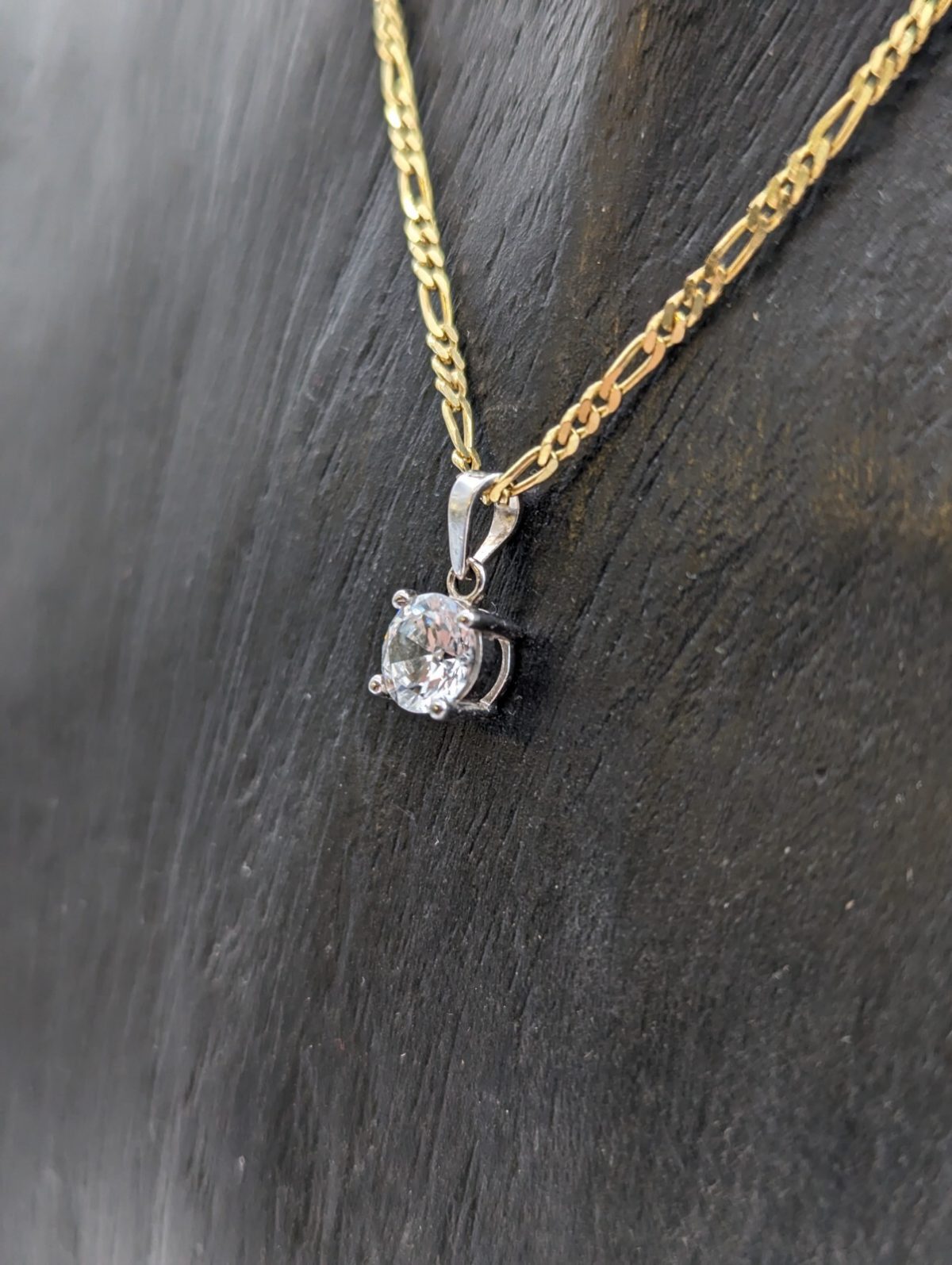 Zirkon Anhänger 585/14K 0,90Gramm Weißgold Edelstein #92