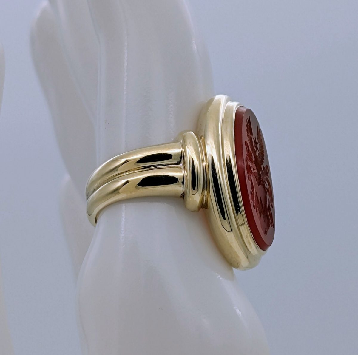 Karneol Siegelring Adel Ring Designring 585/14K Karat 8,80Gr. Gelbgold Gr.51#488