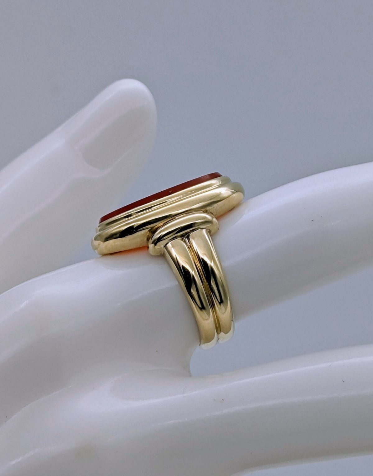 Karneol Siegelring Adel Ring Designring 585/14K Karat 8,80Gr. Gelbgold Gr.51#488