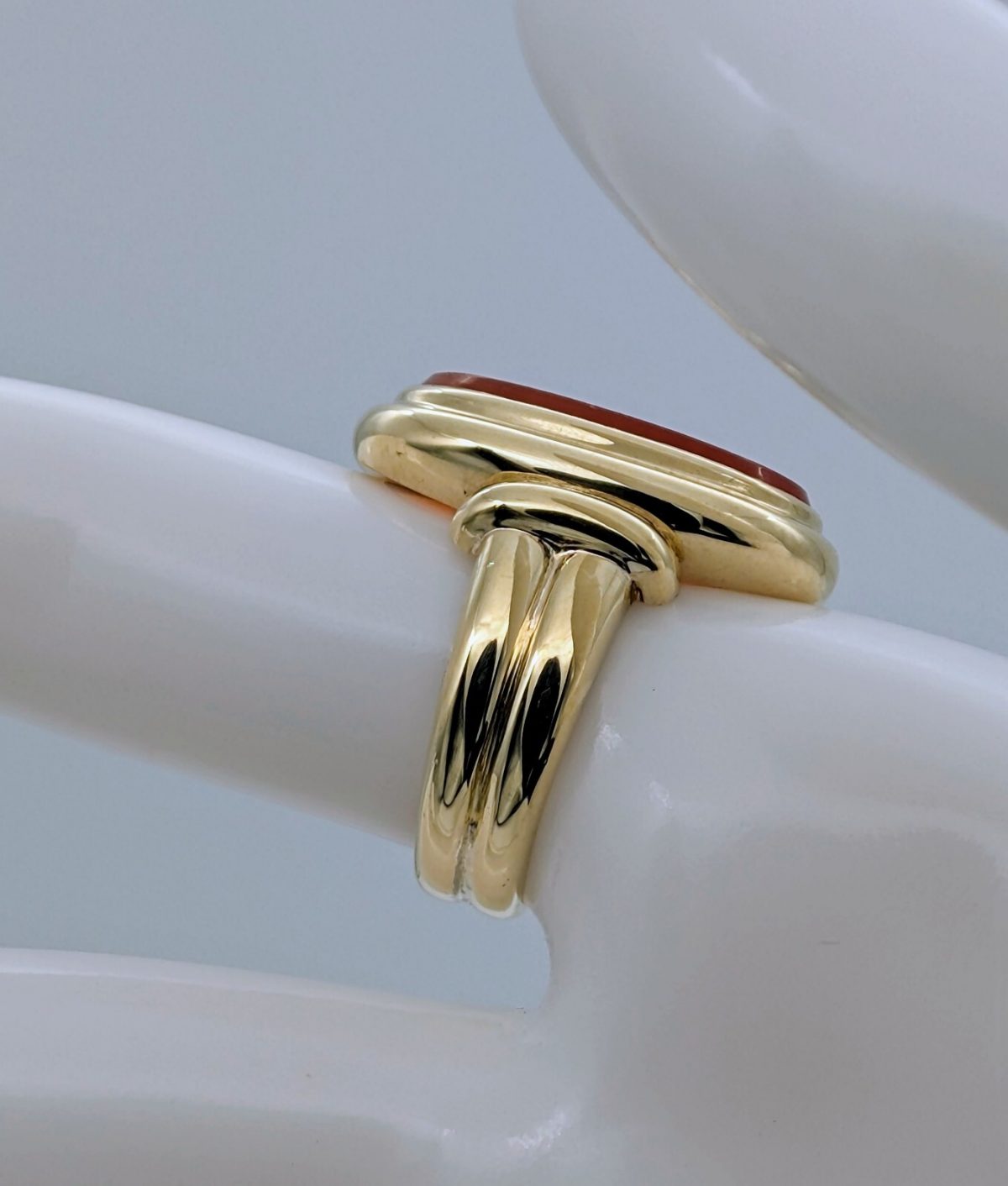 Karneol Siegelring Adel Ring Designring 585/14K Karat 8,80Gr. Gelbgold Gr.51#488