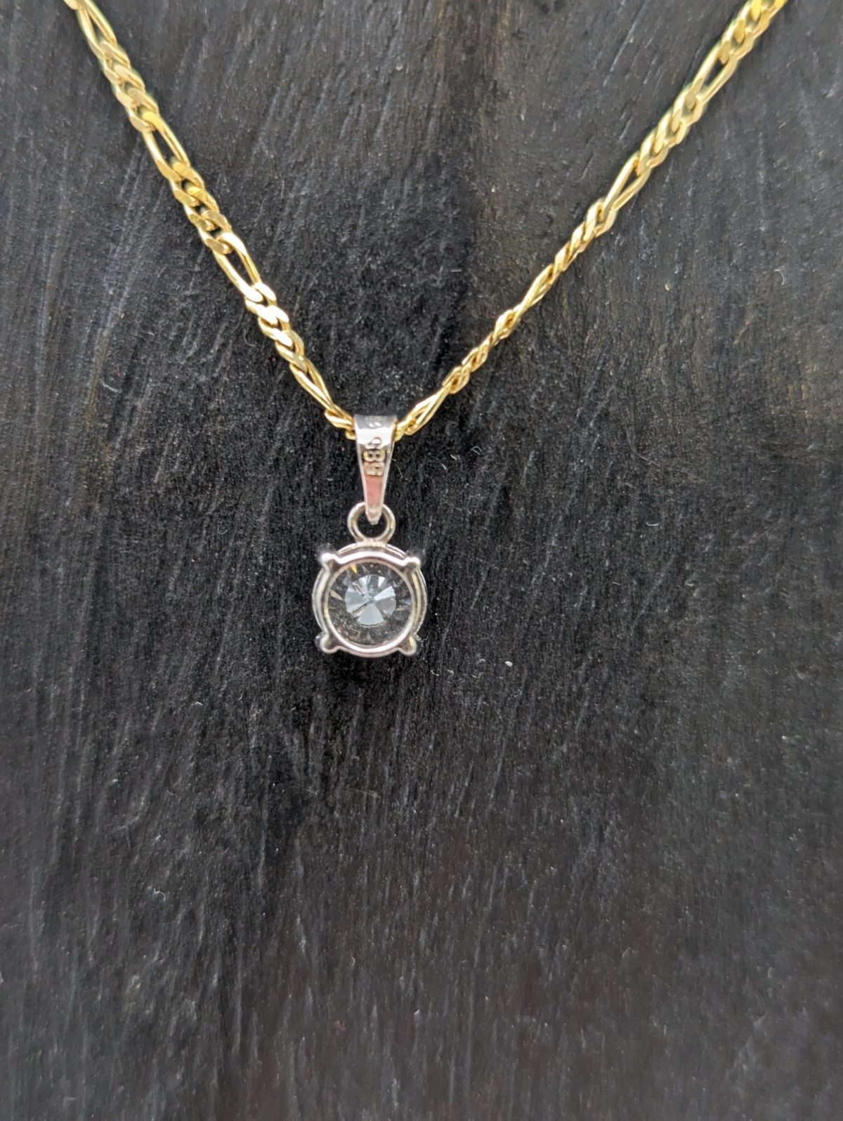 Zirkon Anhänger 585/14K 0,90Gramm Weißgold Edelstein #92