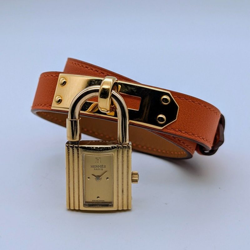HERMES Kelly Lock Stahl/Vergoldet Gelbgold 20mm Quarz Uhr | Champagner Dial #512