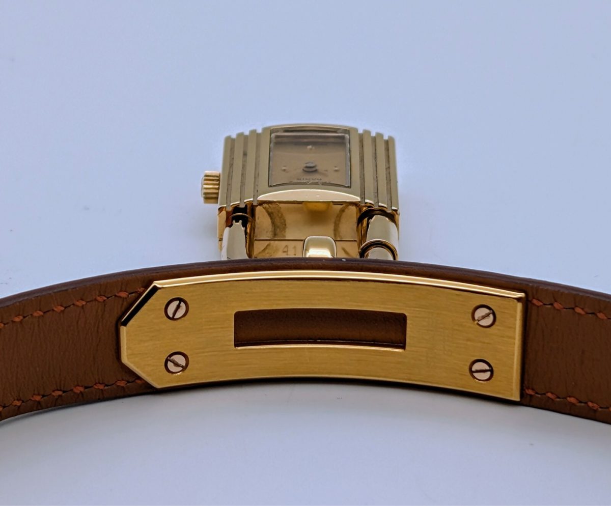 HERMES Kelly Lock Stahl/Vergoldet Gelbgold 20mm Quarz Uhr | Champagner Dial #512