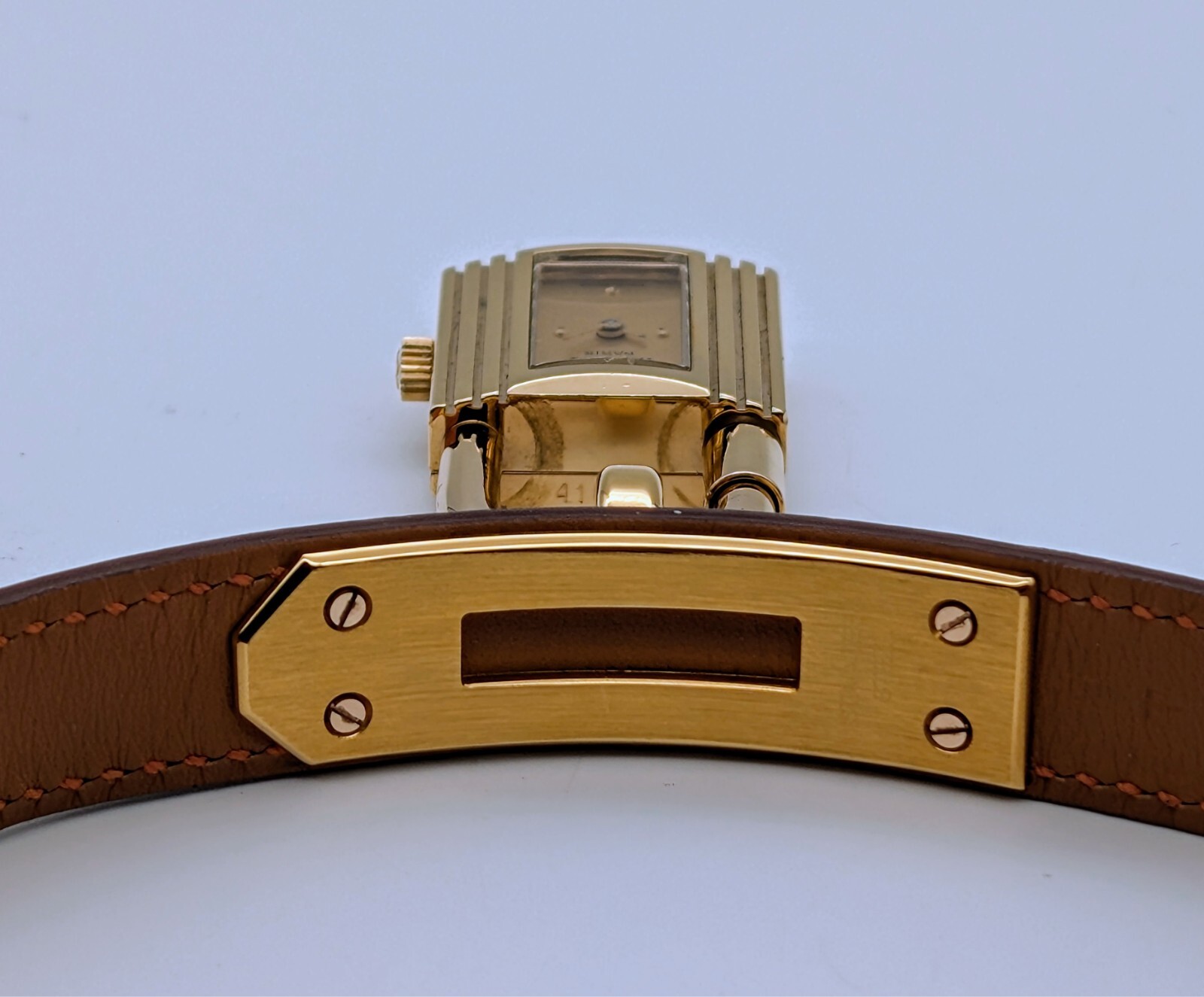 HERMES Kelly Lock Stahl/Vergoldet Gelbgold 20mm Quarz Uhr | Champagner Dial #512
