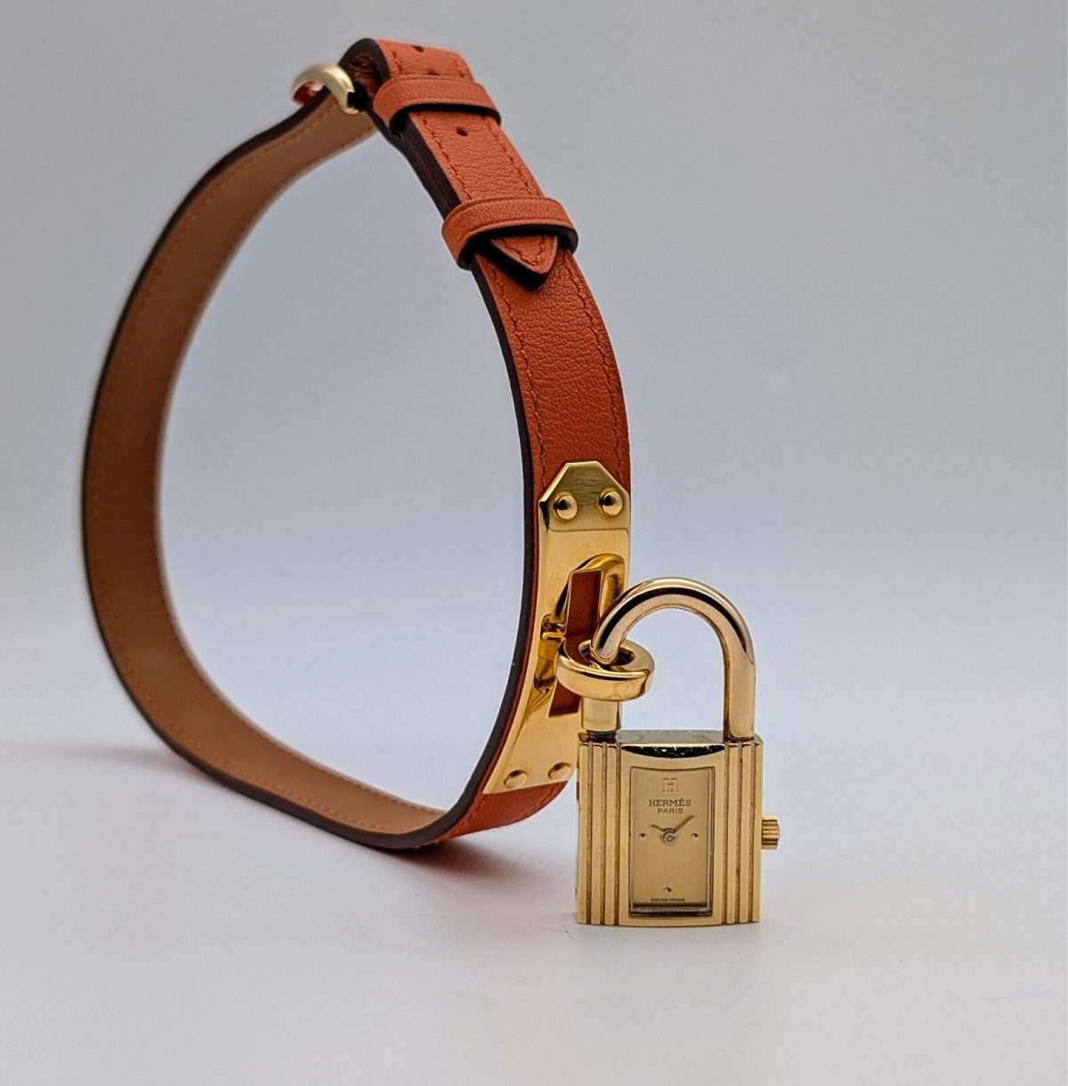 HERMES Kelly Lock Stahl/Vergoldet Gelbgold 20mm Quarz Uhr | Champagner Dial #512