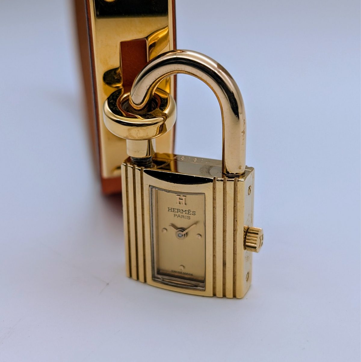 HERMES Kelly Lock Stahl/Vergoldet Gelbgold 20mm Quarz Uhr | Champagner Dial #512