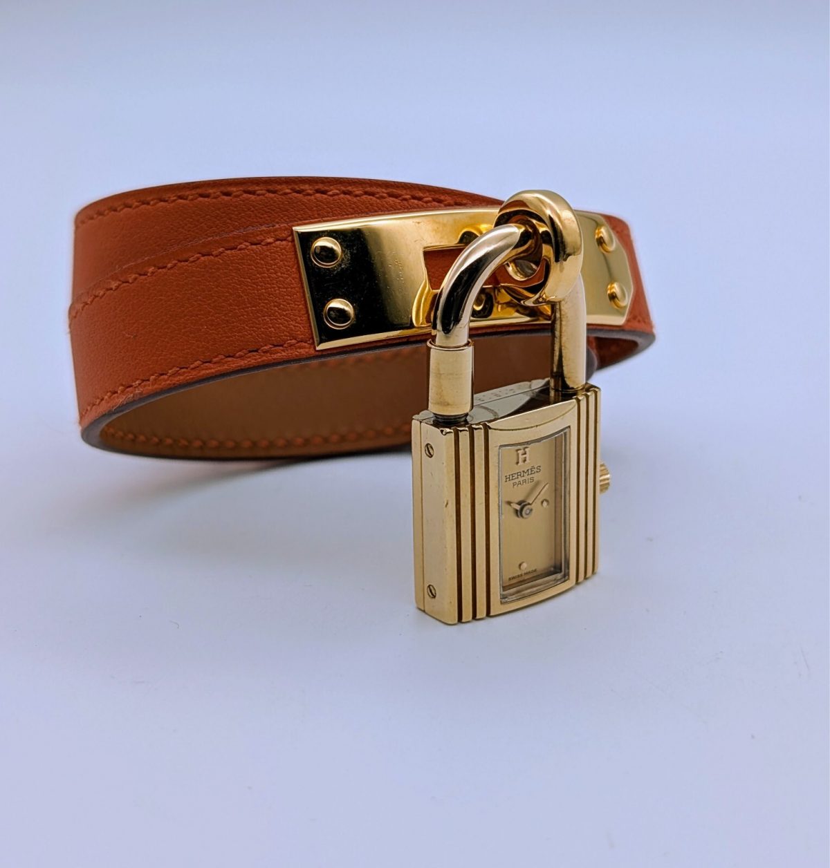HERMES Kelly Lock Stahl/Vergoldet Gelbgold 20mm Quarz Uhr | Champagner Dial #512