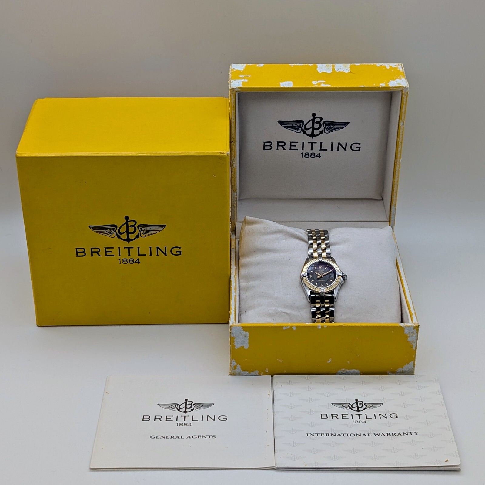 Breitling Callistino D52045 Ladies Steel/Gold | Black Dial 27mm Fullset Uhr #476