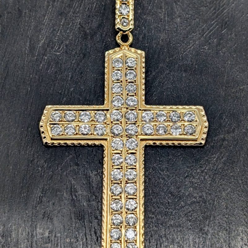 Brillanten Anhänger kreuz Jesus 585/14K 28,90Gr. Gelbgold Goldanhänger 5,0ct#553