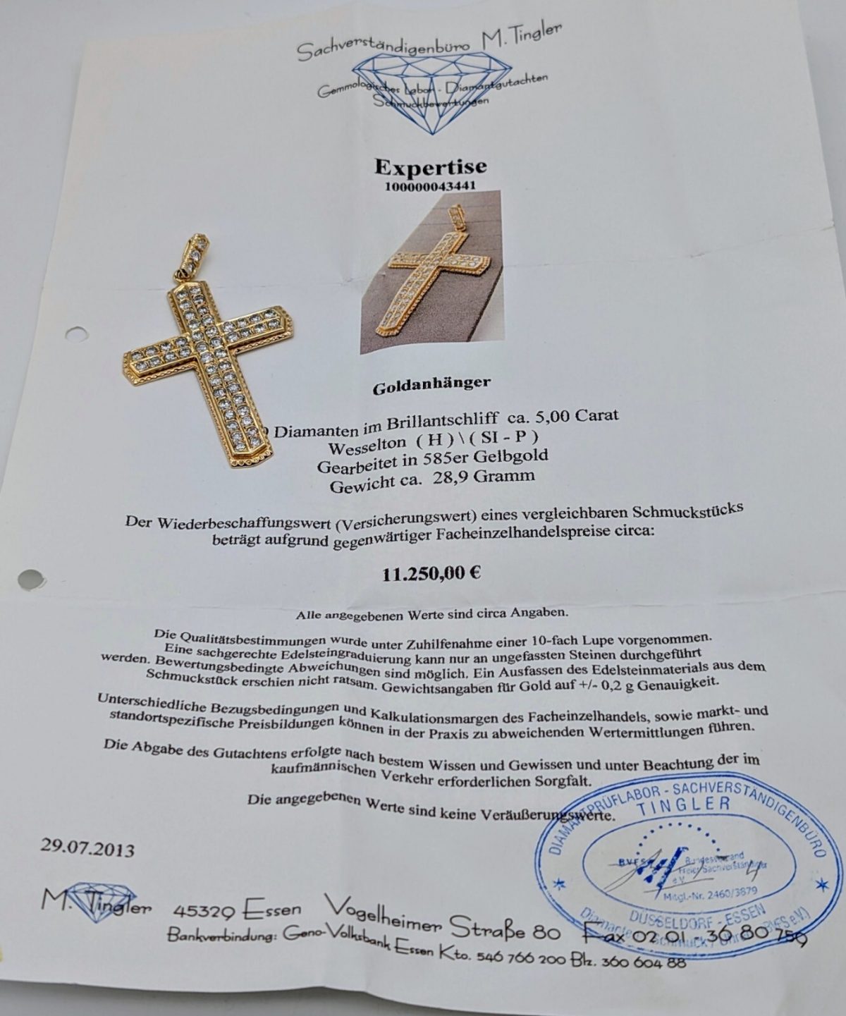 Brillanten Anhänger kreuz Jesus 585/14K 28,90Gr. Gelbgold Goldanhänger 5,0ct#553