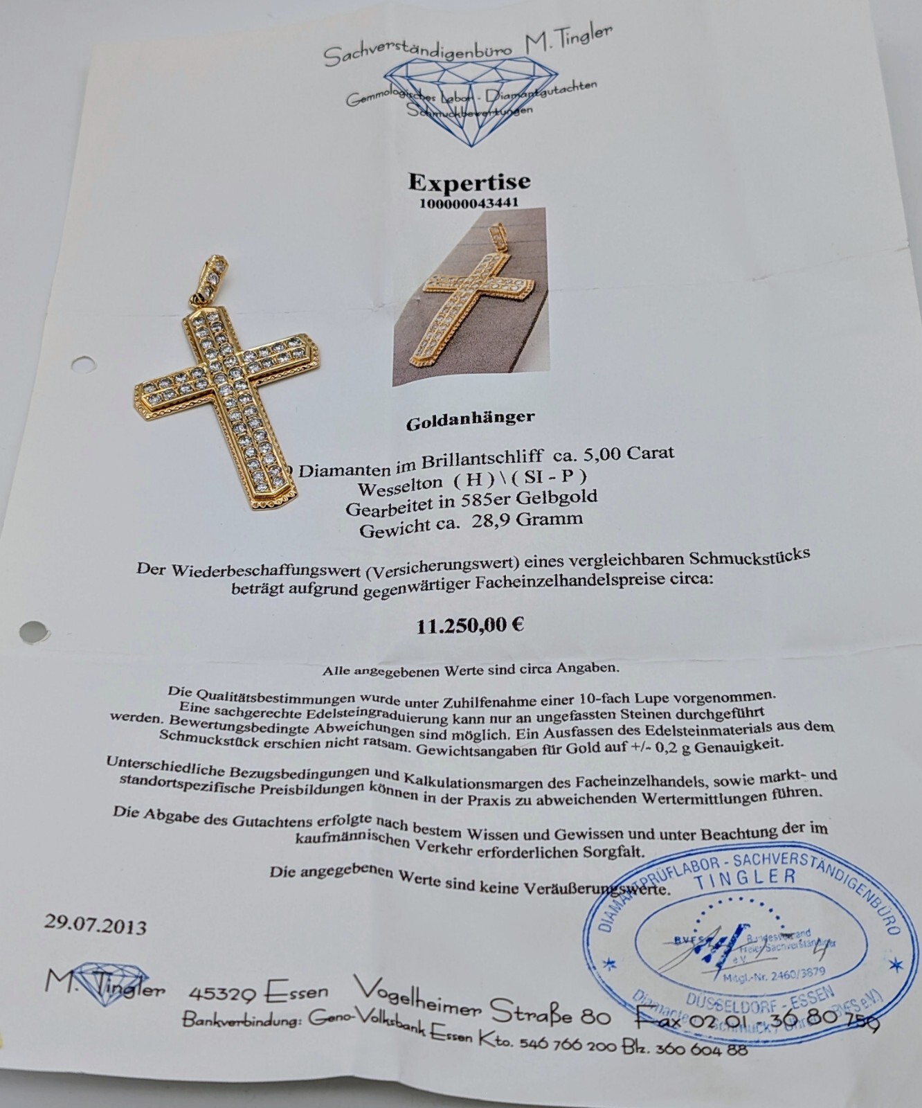 Brillanten Anhänger kreuz Jesus 585/14K 28,90Gr. Gelbgold Goldanhänger 5,0ct#553