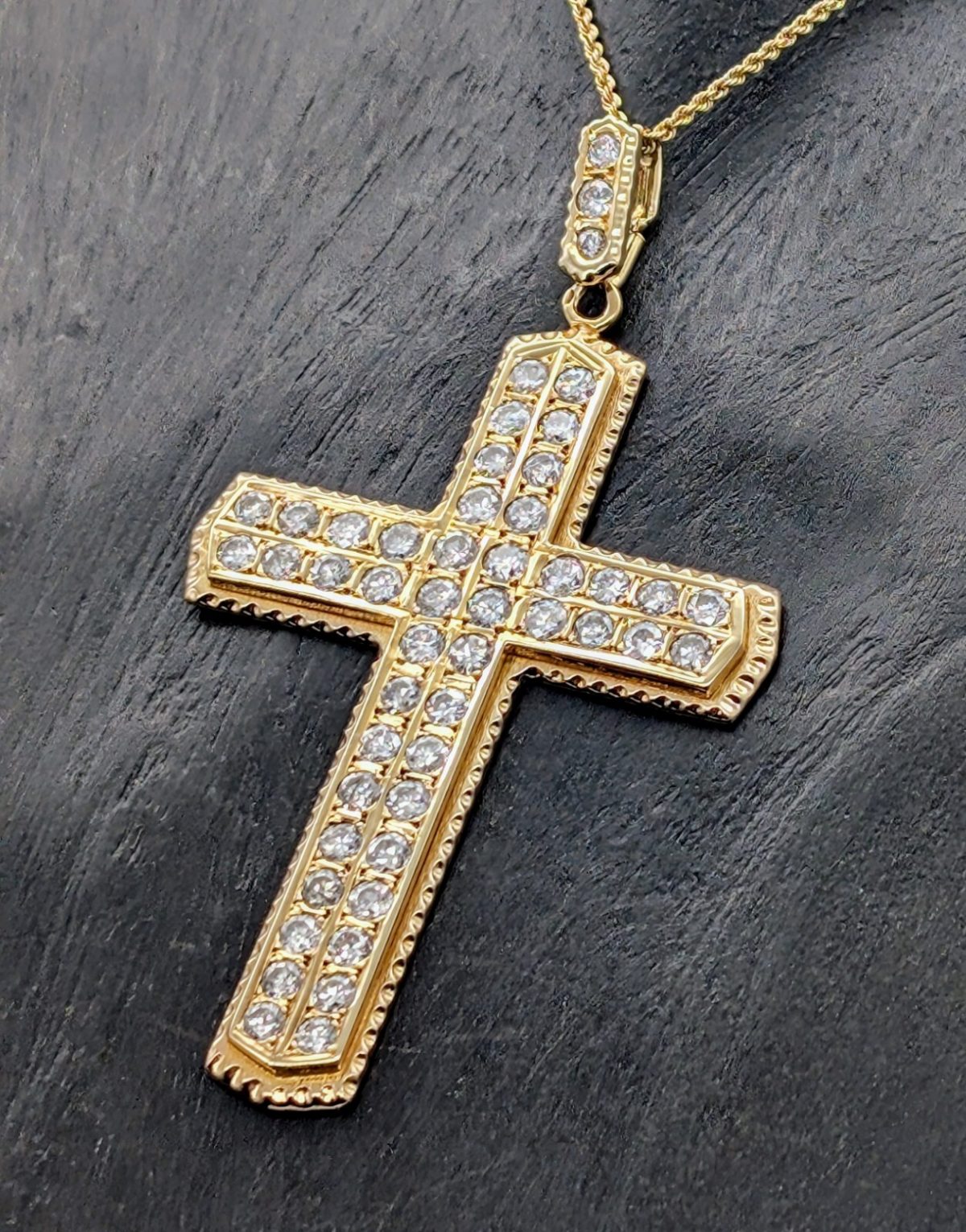 Brillanten Anhänger kreuz Jesus 585/14K 28,90Gr. Gelbgold Goldanhänger 5,0ct#553