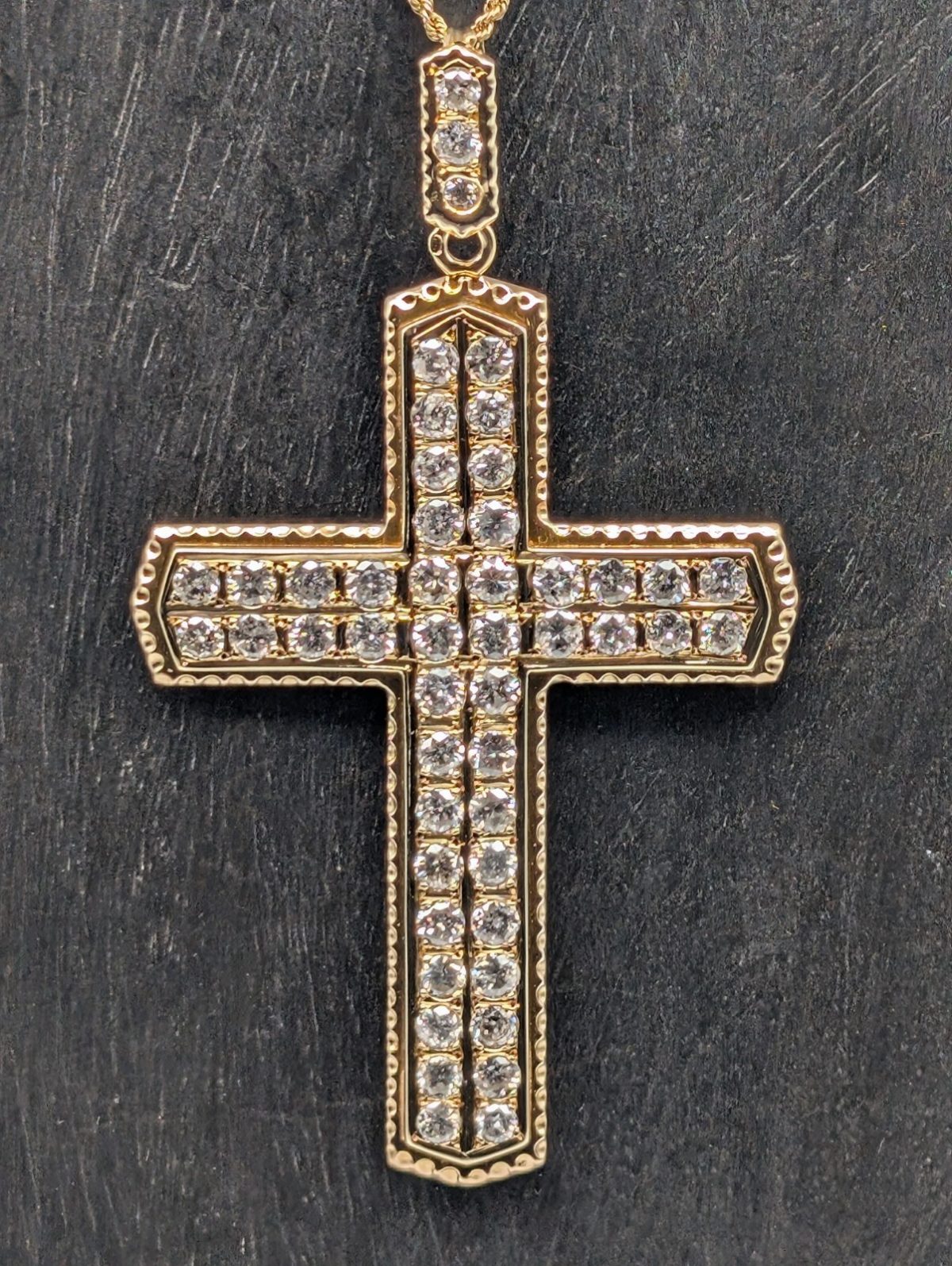 Brillanten Anhänger kreuz Jesus 585/14K 28,90Gr. Gelbgold Goldanhänger 5,0ct#553
