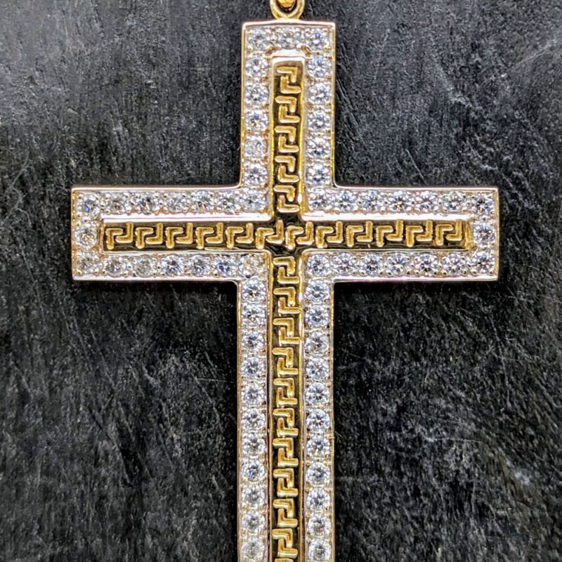 Kreuz Anhänger Handmade 585/14K für Halsketten Jesus Gelbgold 17,70Gramm #233