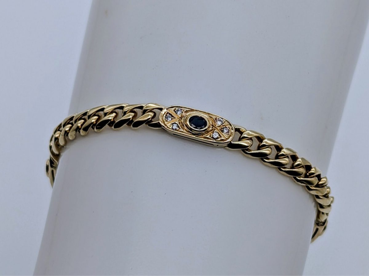 Brillanten Panzerarmband Armband 585/14K Kette Gelbgold 19,50cm 16,40Gr. #602