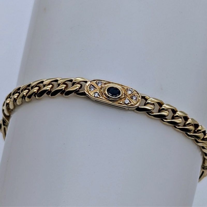 Brillanten Panzerarmband Armband 585/14K Kette Gelbgold 19,50cm 16,40Gr. #602