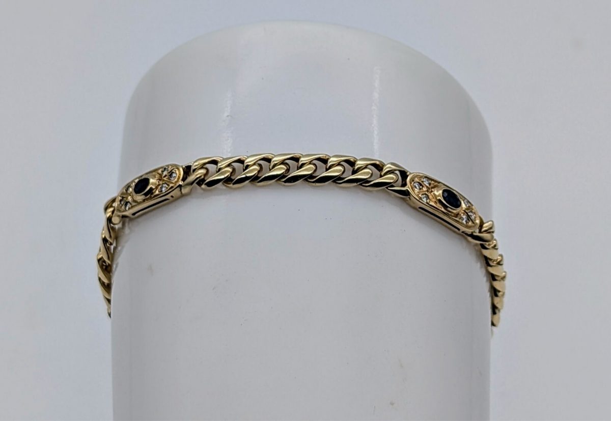 Brillanten Panzerarmband Armband 585/14K Kette Gelbgold 19,50cm 16,40Gr. #602