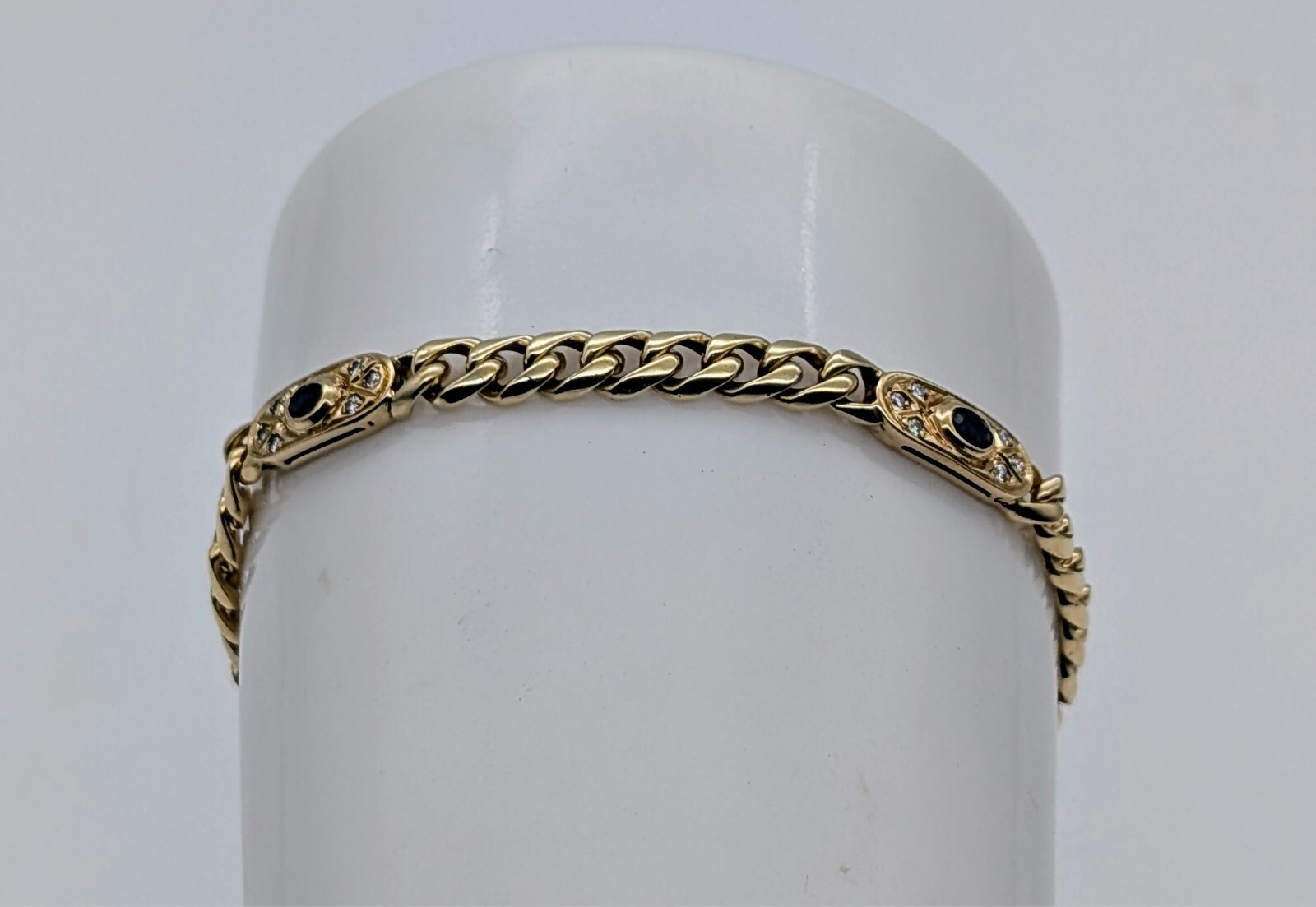 Brillanten Panzerarmband Armband 585/14K Kette Gelbgold 19,50cm 16,40Gr. #602