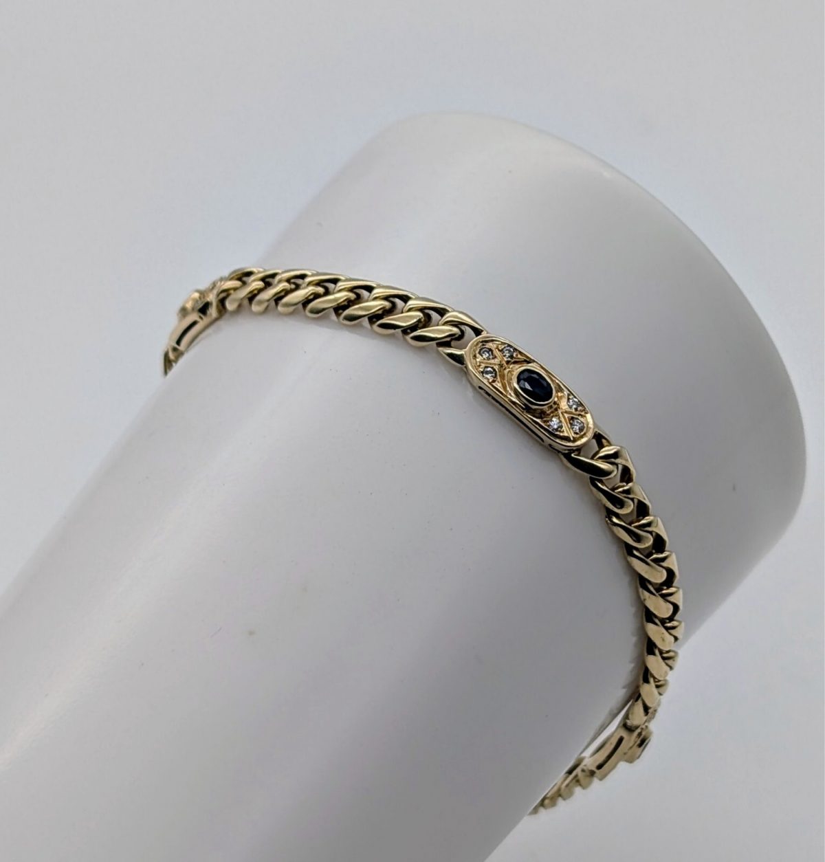 Brillanten Panzerarmband Armband 585/14K Kette Gelbgold 19,50cm 16,40Gr. #602