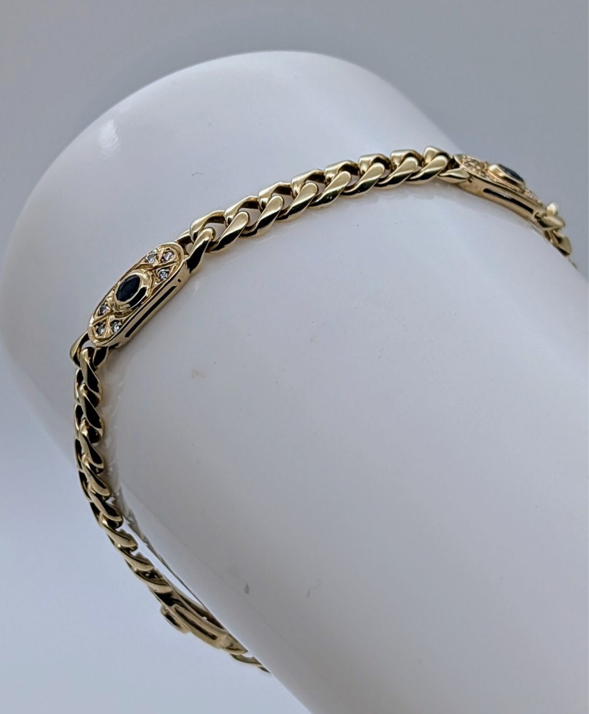 Brillanten Panzerarmband Armband 585/14K Kette Gelbgold 19,50cm 16,40Gr. #602