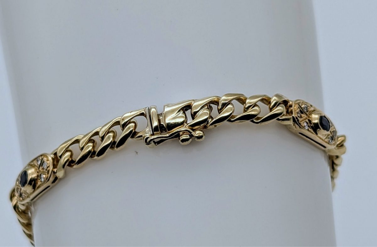 Brillanten Panzerarmband Armband 585/14K Kette Gelbgold 19,50cm 16,40Gr. #602
