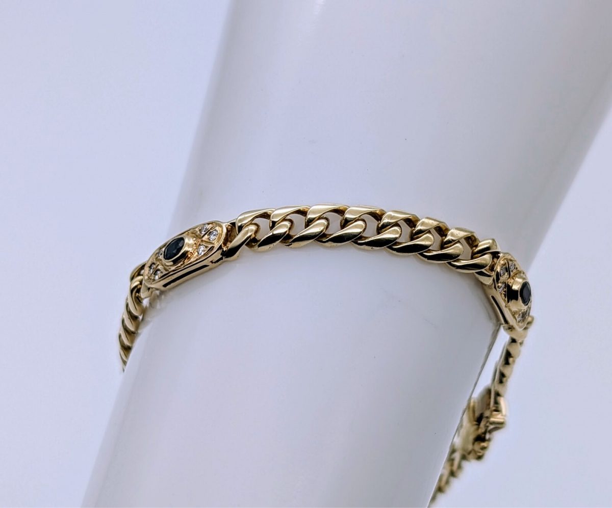 Brillanten Panzerarmband Armband 585/14K Kette Gelbgold 19,50cm 16,40Gr. #602