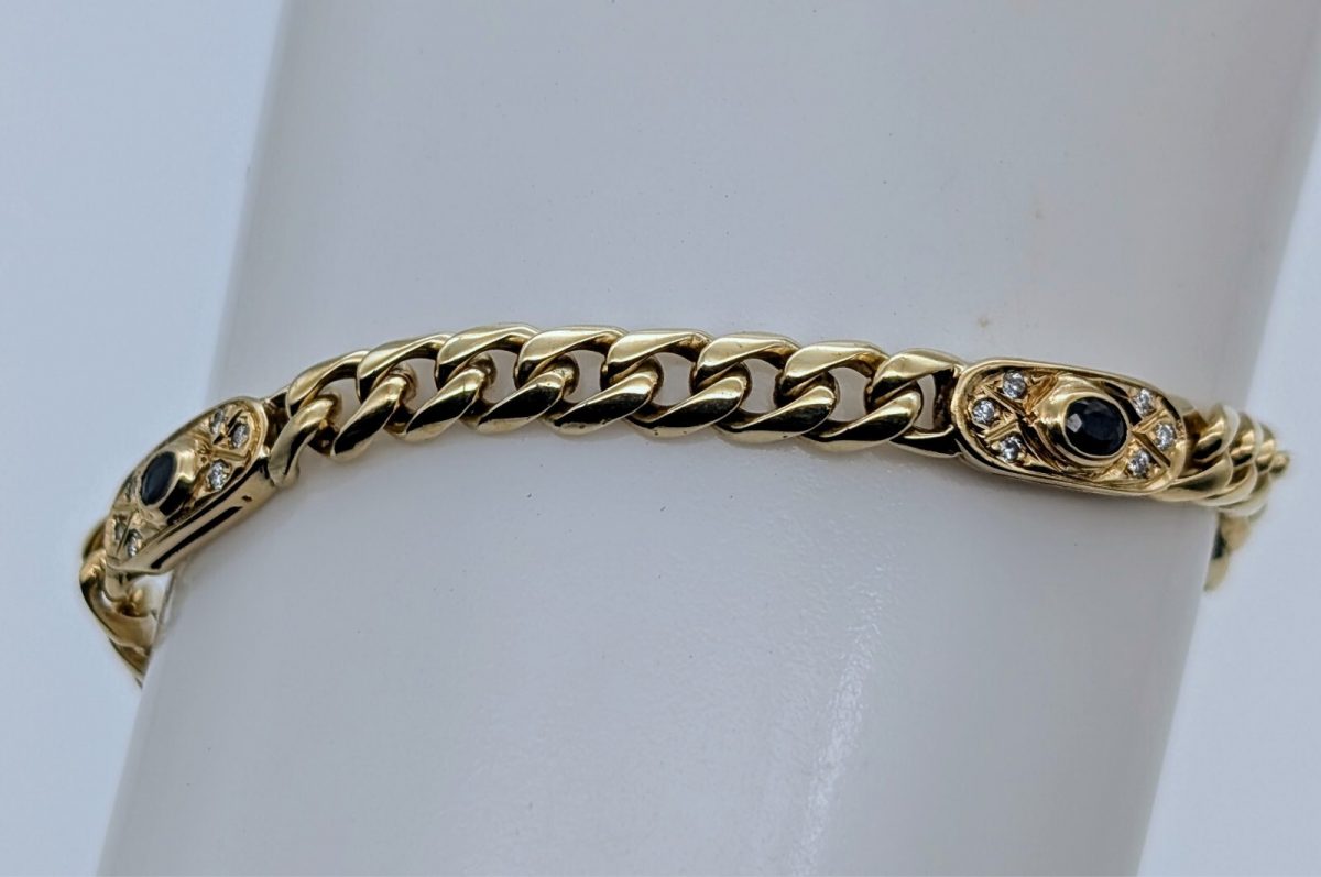 Brillanten Panzerarmband Armband 585/14K Kette Gelbgold 19,50cm 16,40Gr. #602