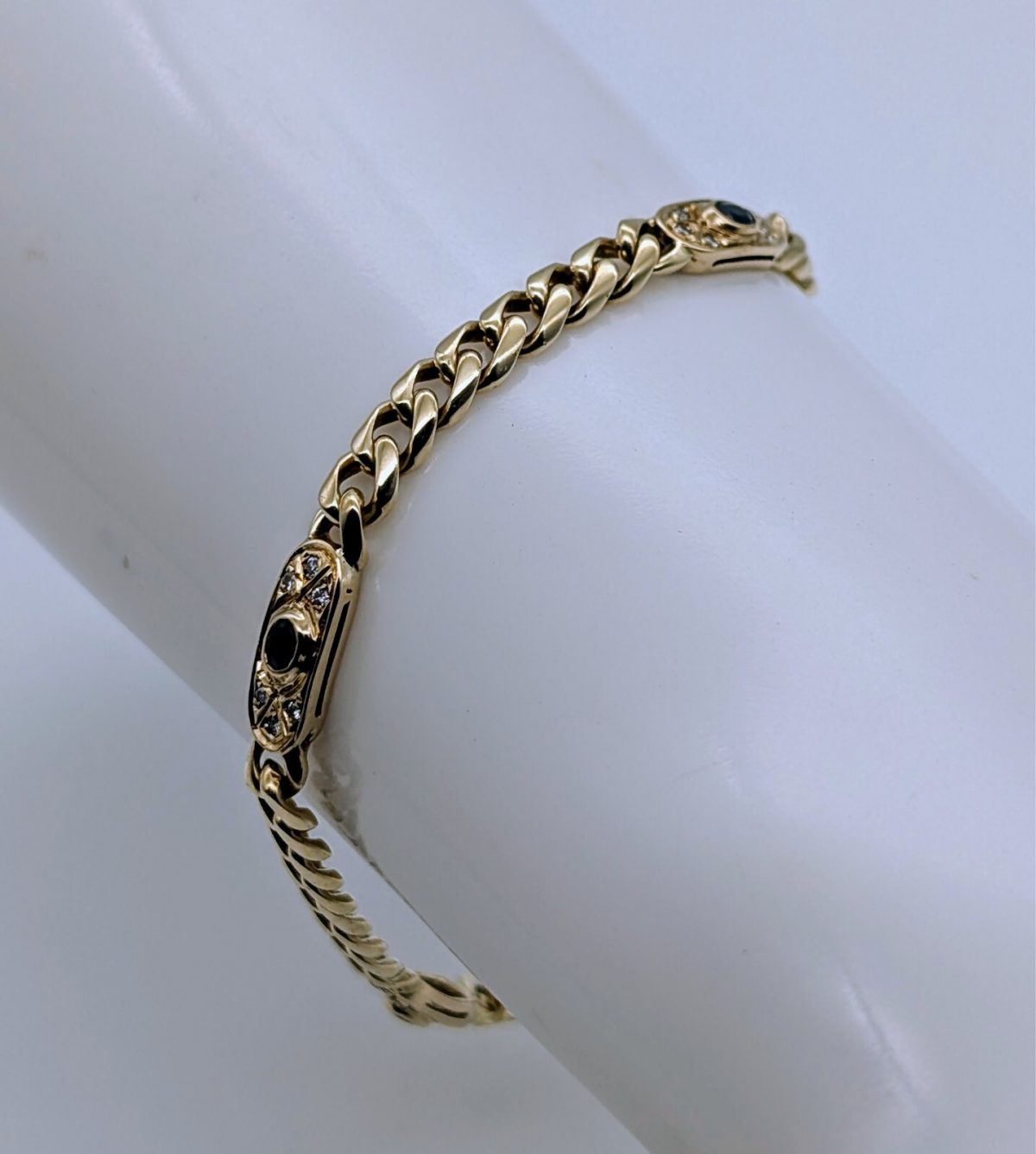 Brillanten Panzerarmband Armband 585/14K Kette Gelbgold 19,50cm 16,40Gr. #602