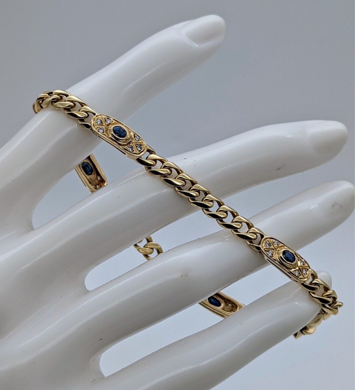 Brillanten Panzerarmband Armband 585/14K Kette Gelbgold 19,50cm 16,40Gr. #602