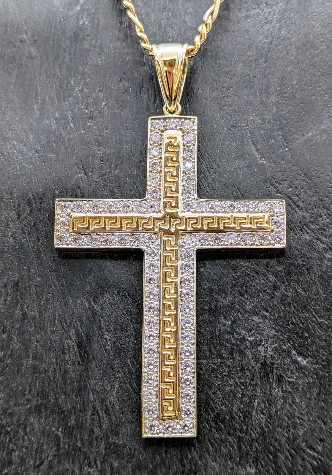 Kreuz Anhänger Handmade 585/14K für Halsketten Jesus Gelbgold 17,70Gramm #233