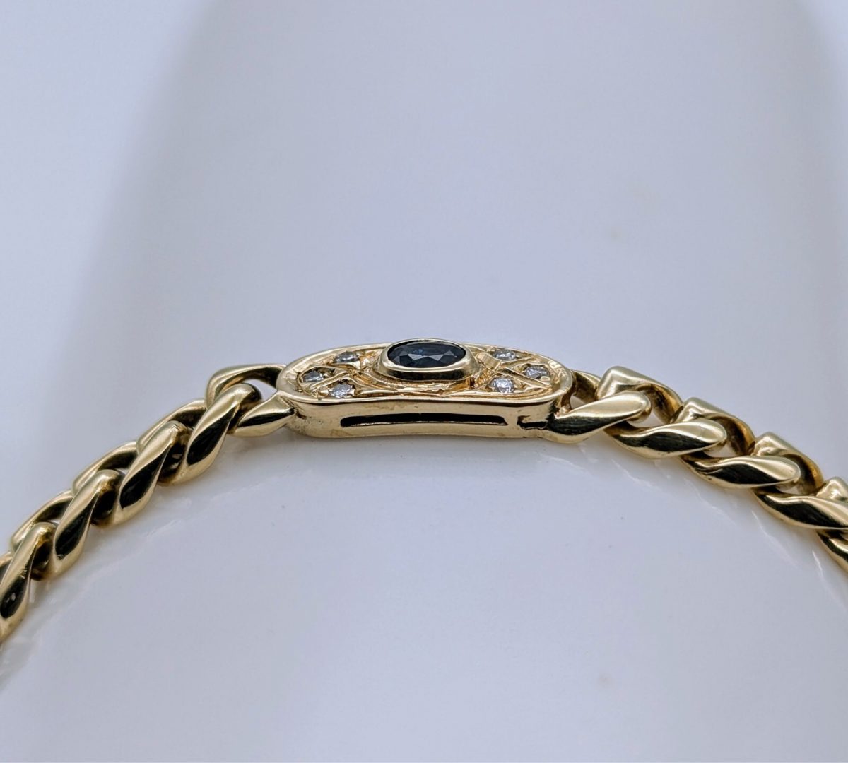 Brillanten Panzerarmband Armband 585/14K Kette Gelbgold 19,50cm 16,40Gr. #602
