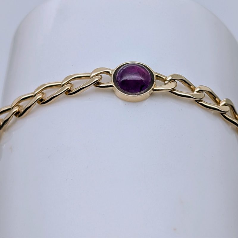 Panzerarmband Amethyst Armband 585/14K Kette Gelbgold 19,50cm 14,90Gr. #605