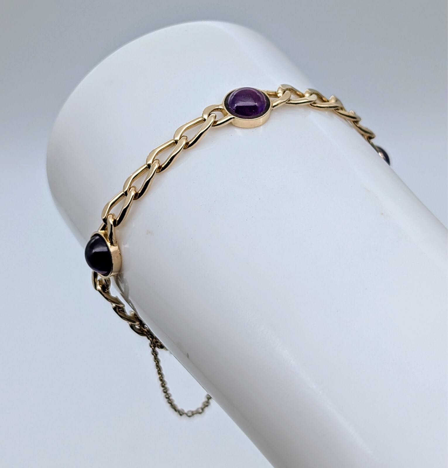 Panzerarmband Amethyst Armband 585/14K Kette Gelbgold 19,50cm 14,90Gr. #605
