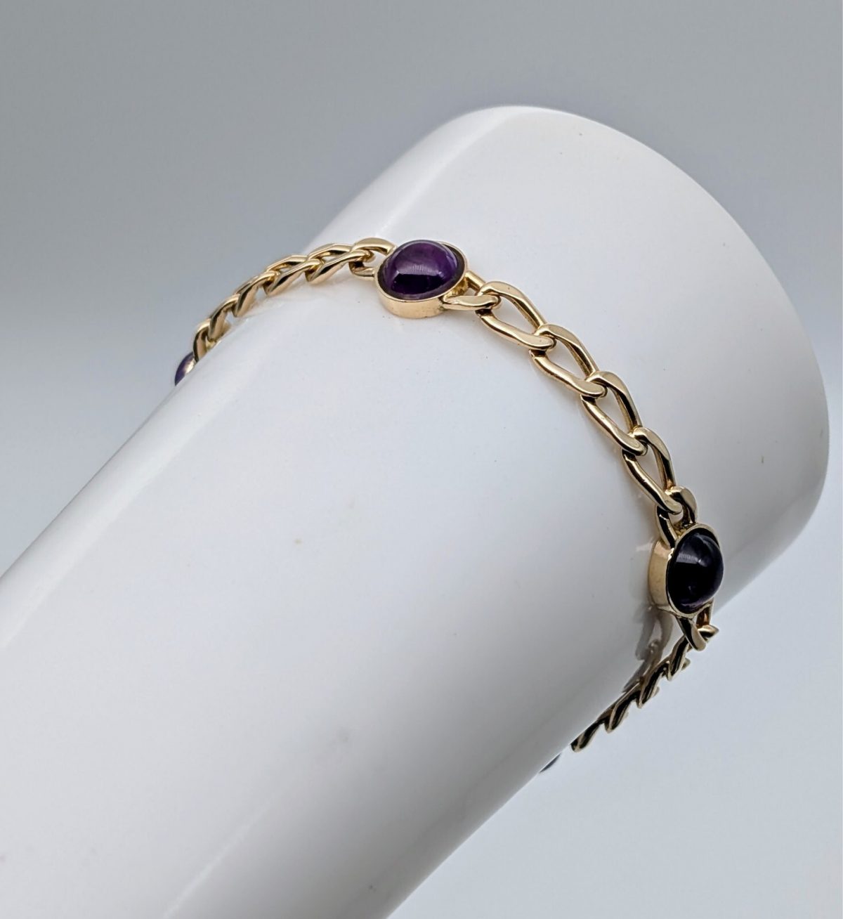 Panzerarmband Amethyst Armband 585/14K Kette Gelbgold 19,50cm 14,90Gr. #605