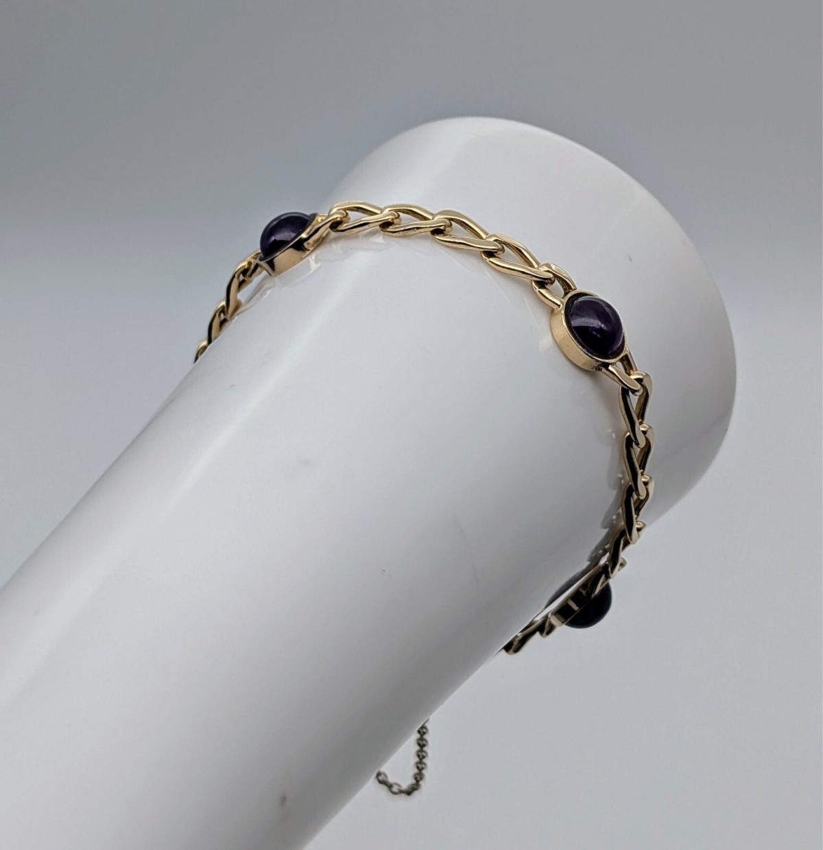 Panzerarmband Amethyst Armband 585/14K Kette Gelbgold 19,50cm 14,90Gr. #605