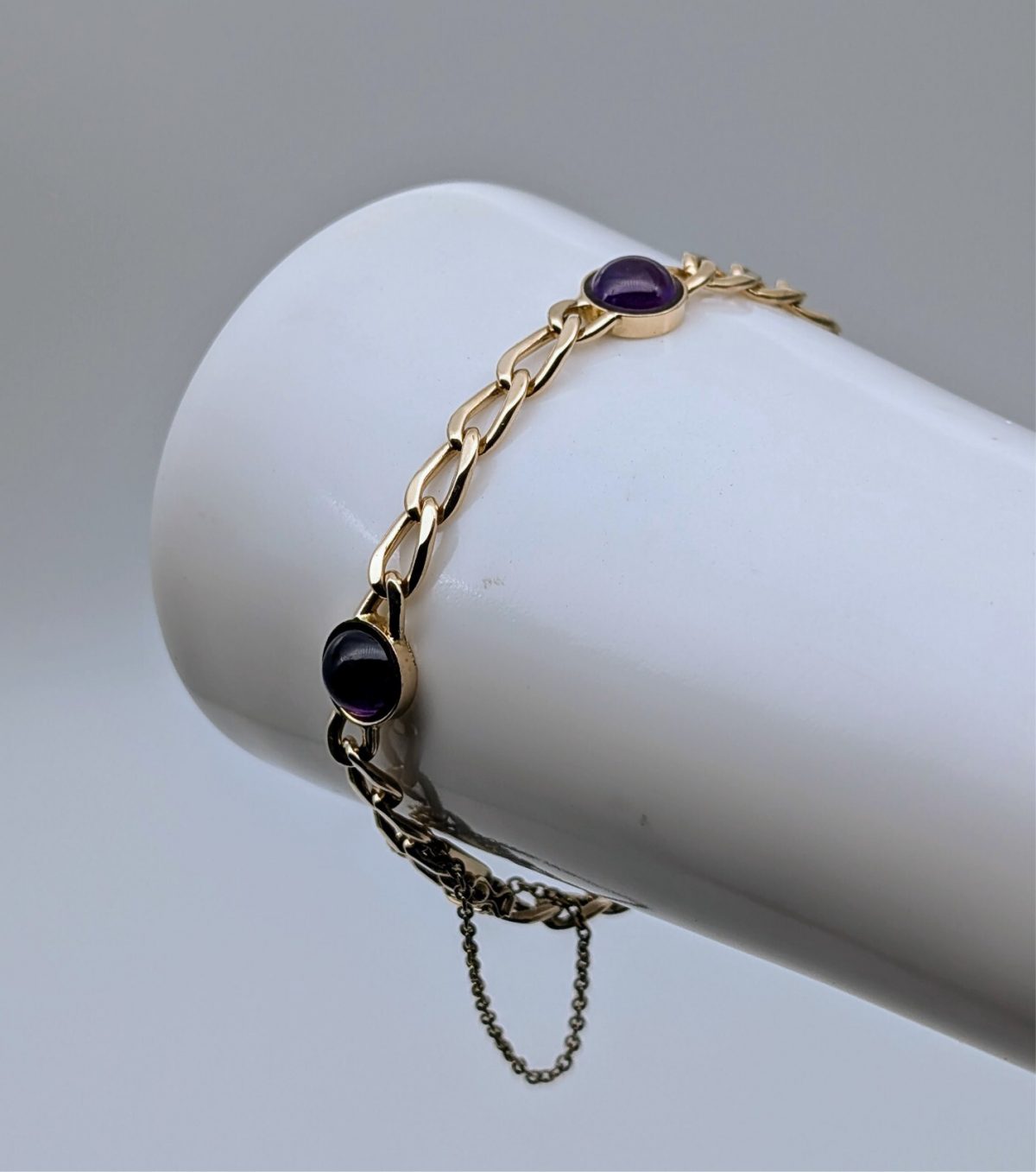 Panzerarmband Amethyst Armband 585/14K Kette Gelbgold 19,50cm 14,90Gr. #605