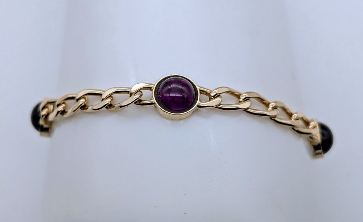 Panzerarmband Amethyst Armband 585/14K Kette Gelbgold 19,50cm 14,90Gr. #605