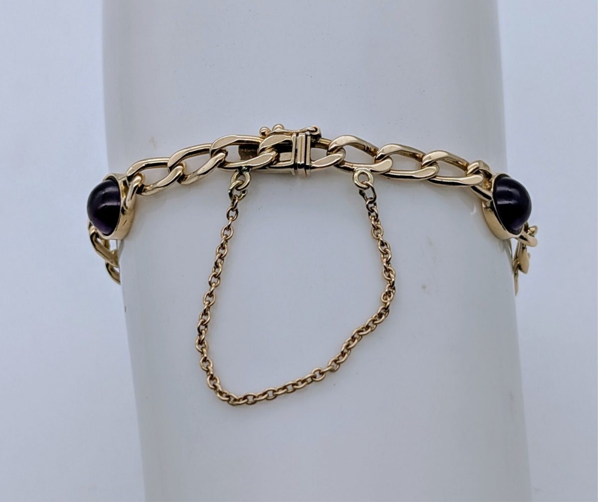 Panzerarmband Amethyst Armband 585/14K Kette Gelbgold 19,50cm 14,90Gr. #605