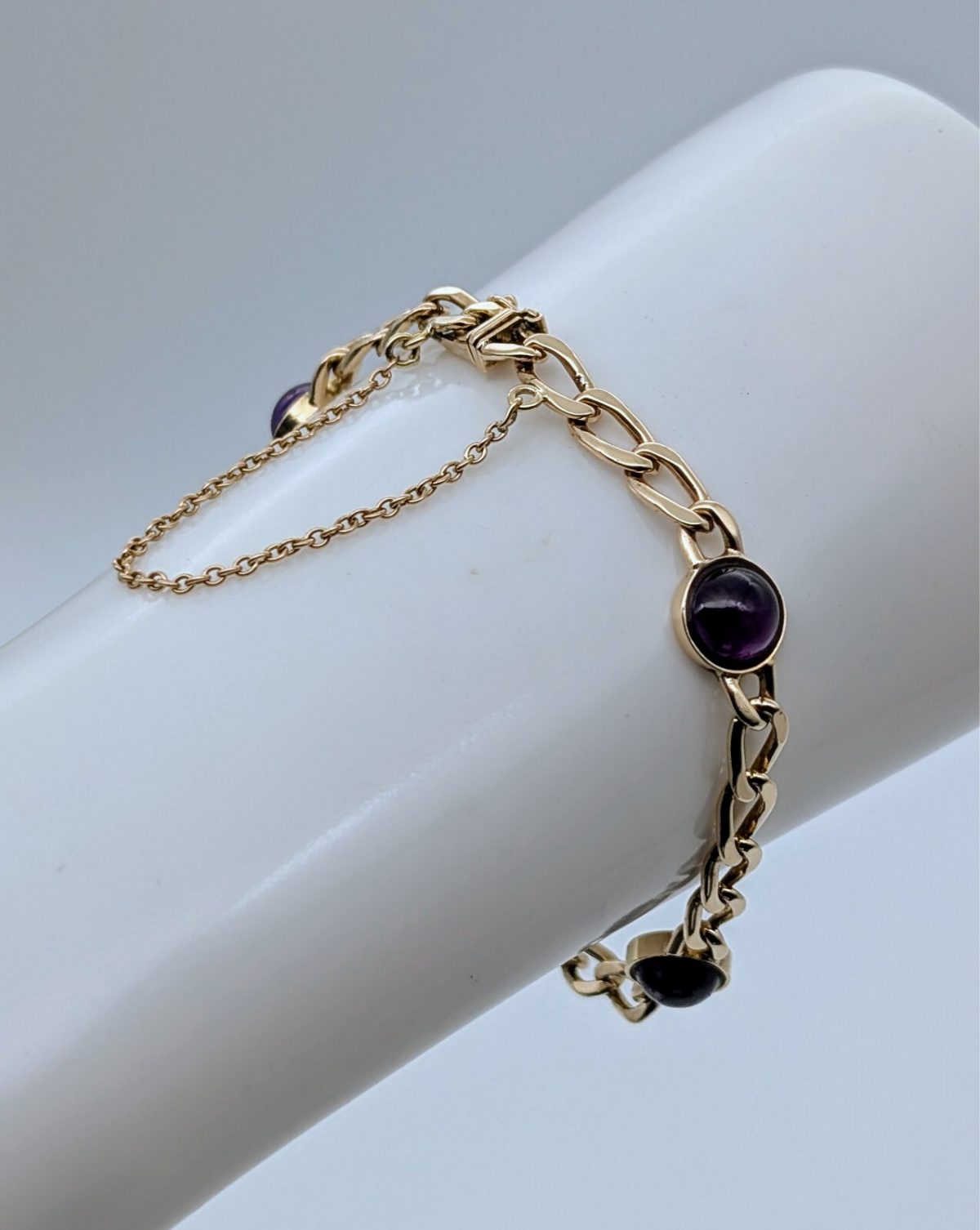 Panzerarmband Amethyst Armband 585/14K Kette Gelbgold 19,50cm 14,90Gr. #605