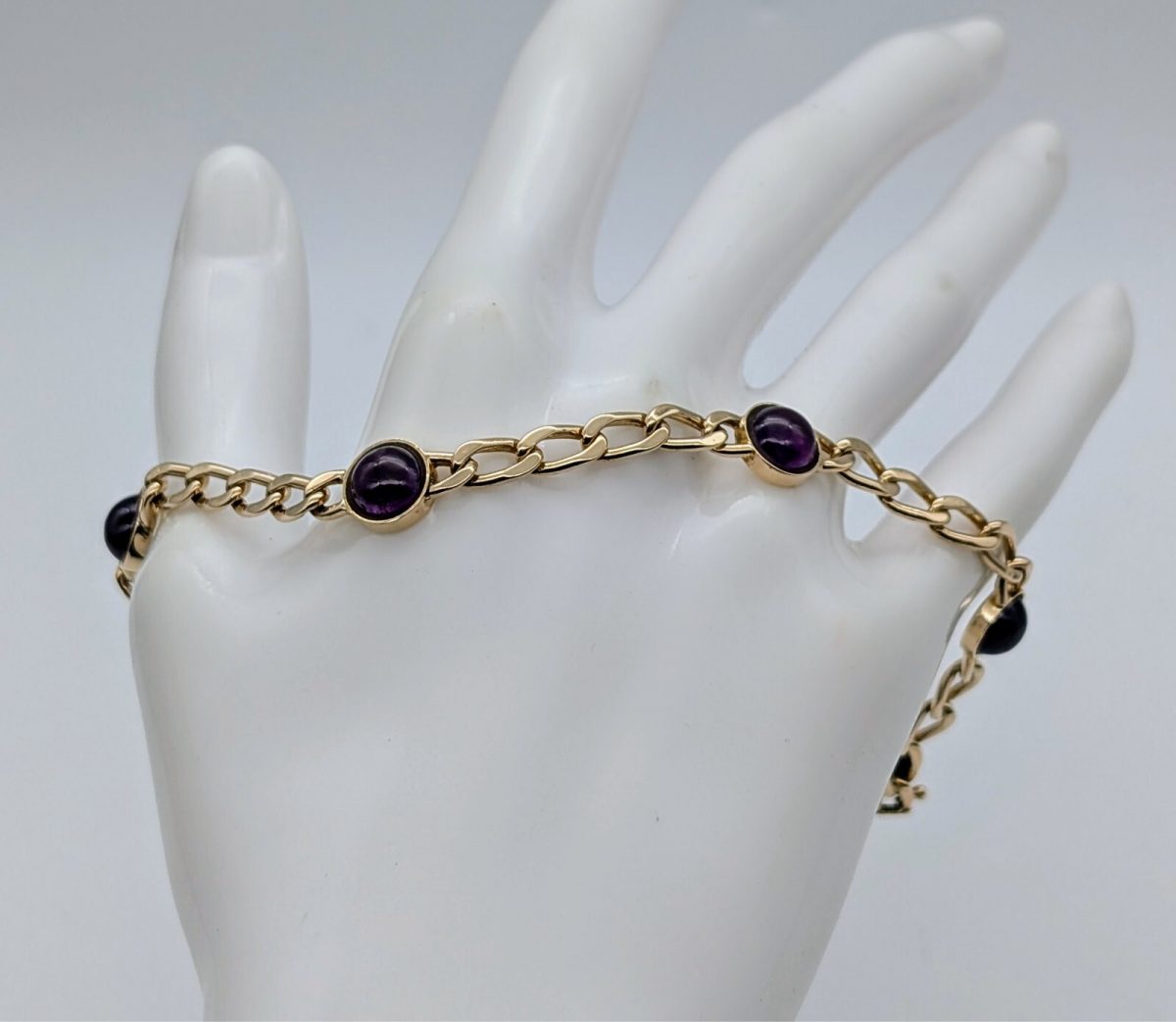 Panzerarmband Amethyst Armband 585/14K Kette Gelbgold 19,50cm 14,90Gr. #605