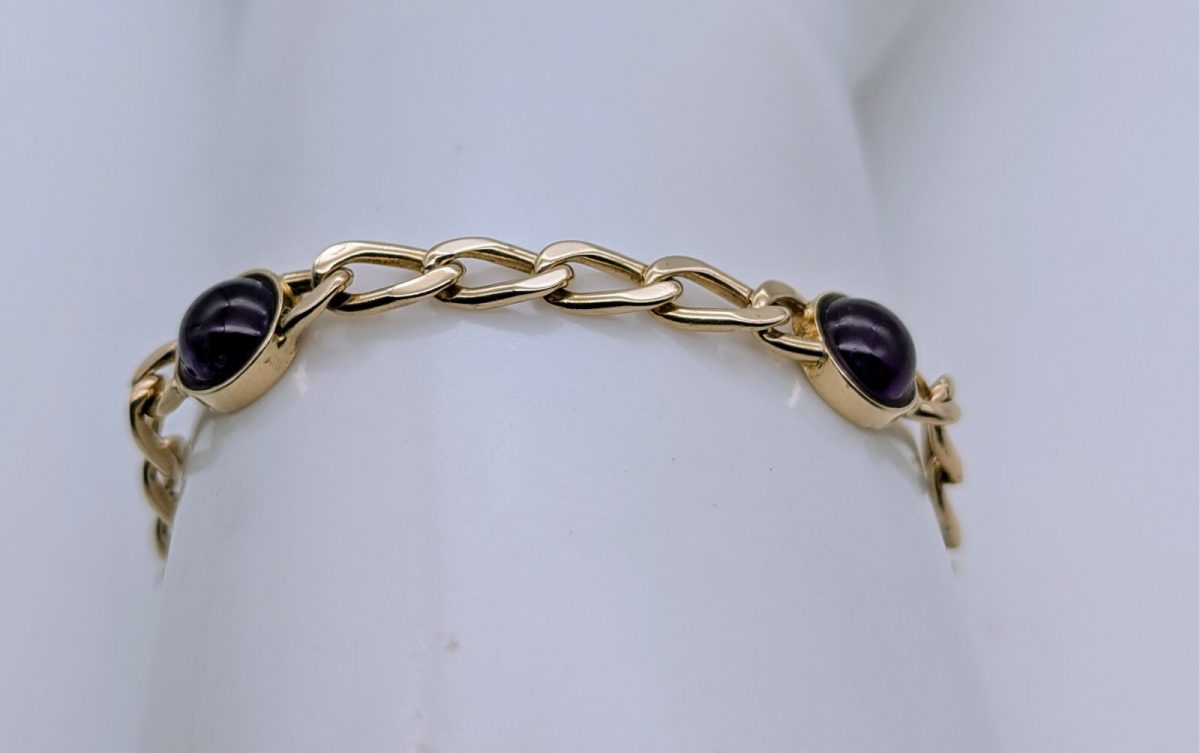 Panzerarmband Amethyst Armband 585/14K Kette Gelbgold 19,50cm 14,90Gr. #605