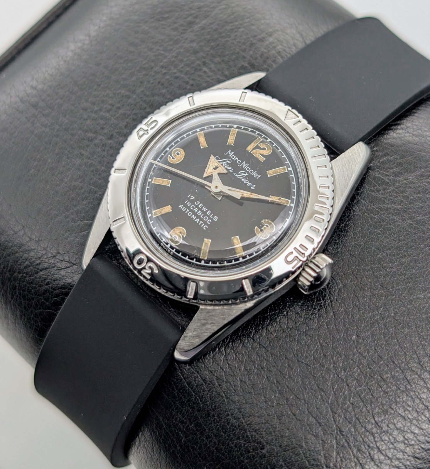 Marc Nicolet Skin Diver Handaufzug Uhr Ø29mm Uhr Vintage #613