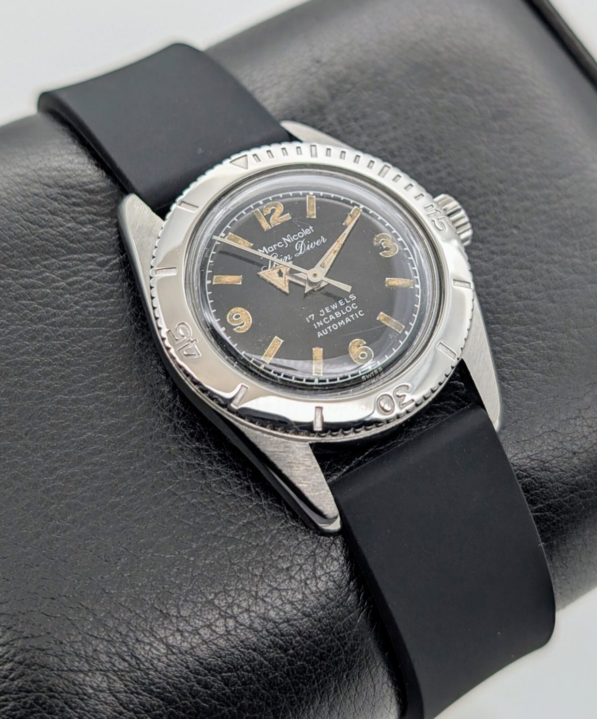 Marc Nicolet Skin Diver Handaufzug Uhr Ø29mm Uhr Vintage #613