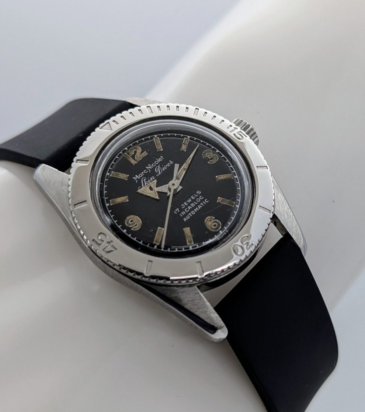 Marc Nicolet Skin Diver Handaufzug Uhr Ø29mm Uhr Vintage #613