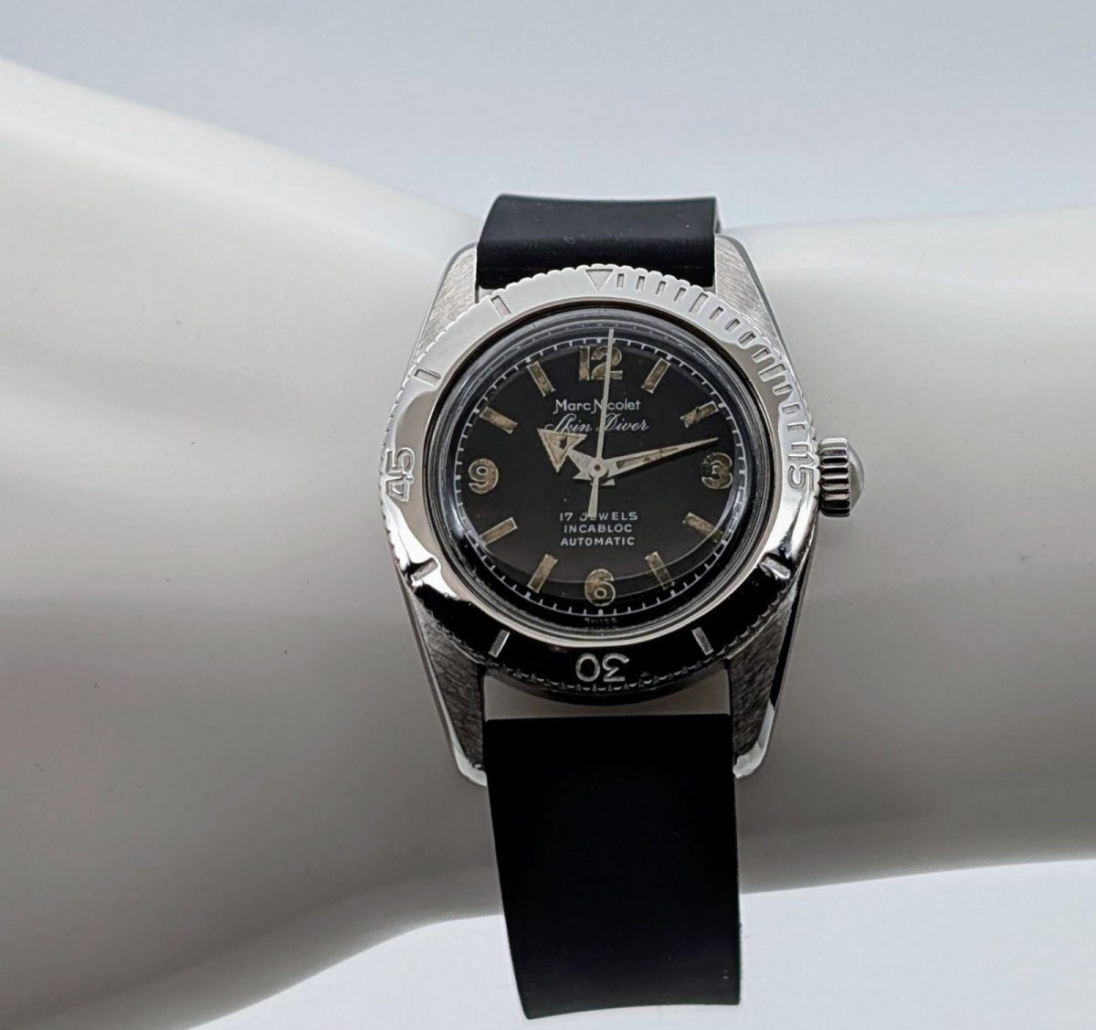 Marc Nicolet Skin Diver Handaufzug Uhr Ø29mm Uhr Vintage #613