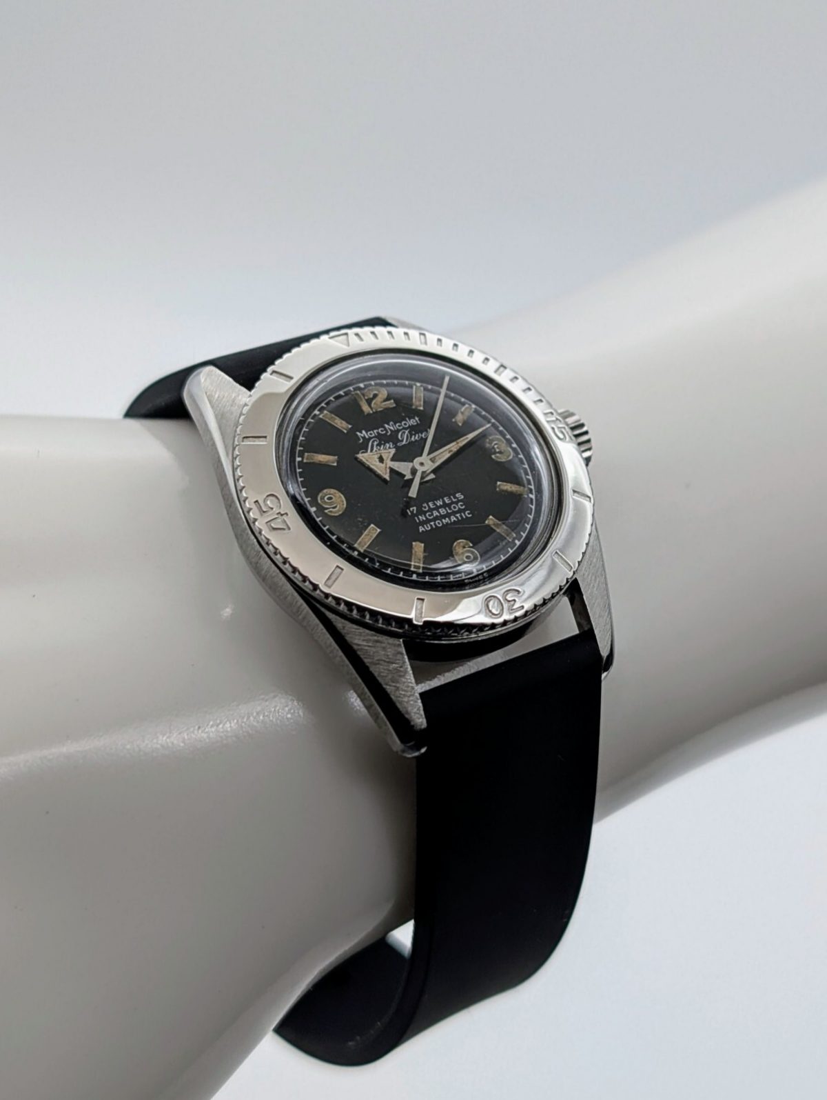 Marc Nicolet Skin Diver Handaufzug Uhr Ø29mm Uhr Vintage #613