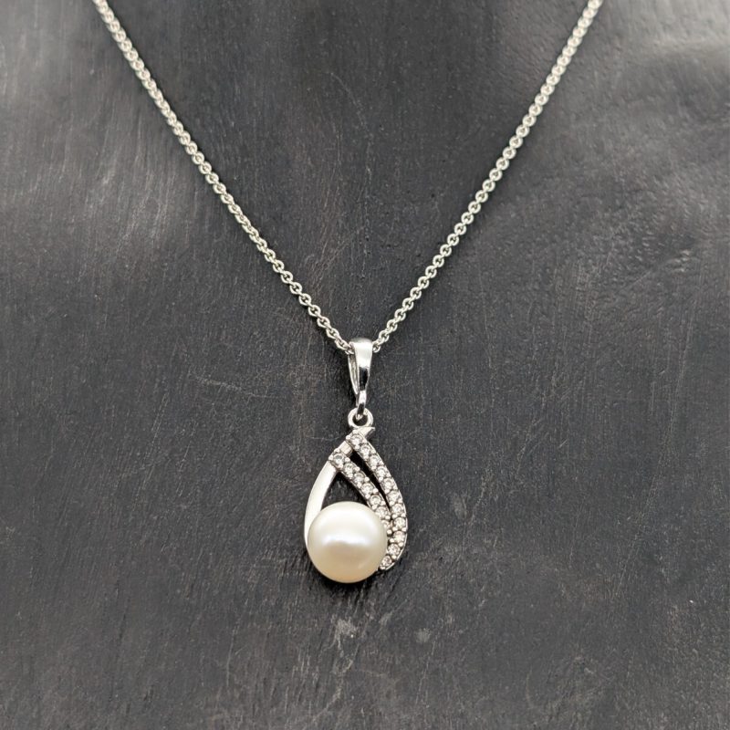 Perlen Anhänger mit kette 46cm 925 Sterling Silber 3,80Gramm