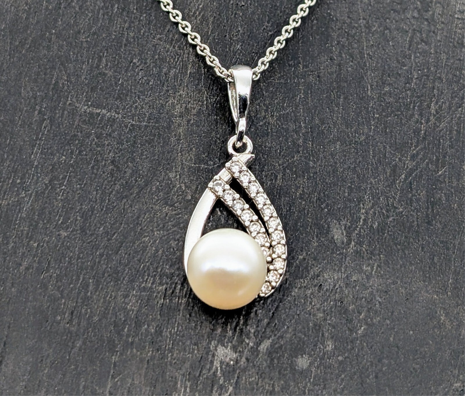 Perlen Anhänger mit kette 46cm 925 Sterling Silber 3,80Gramm